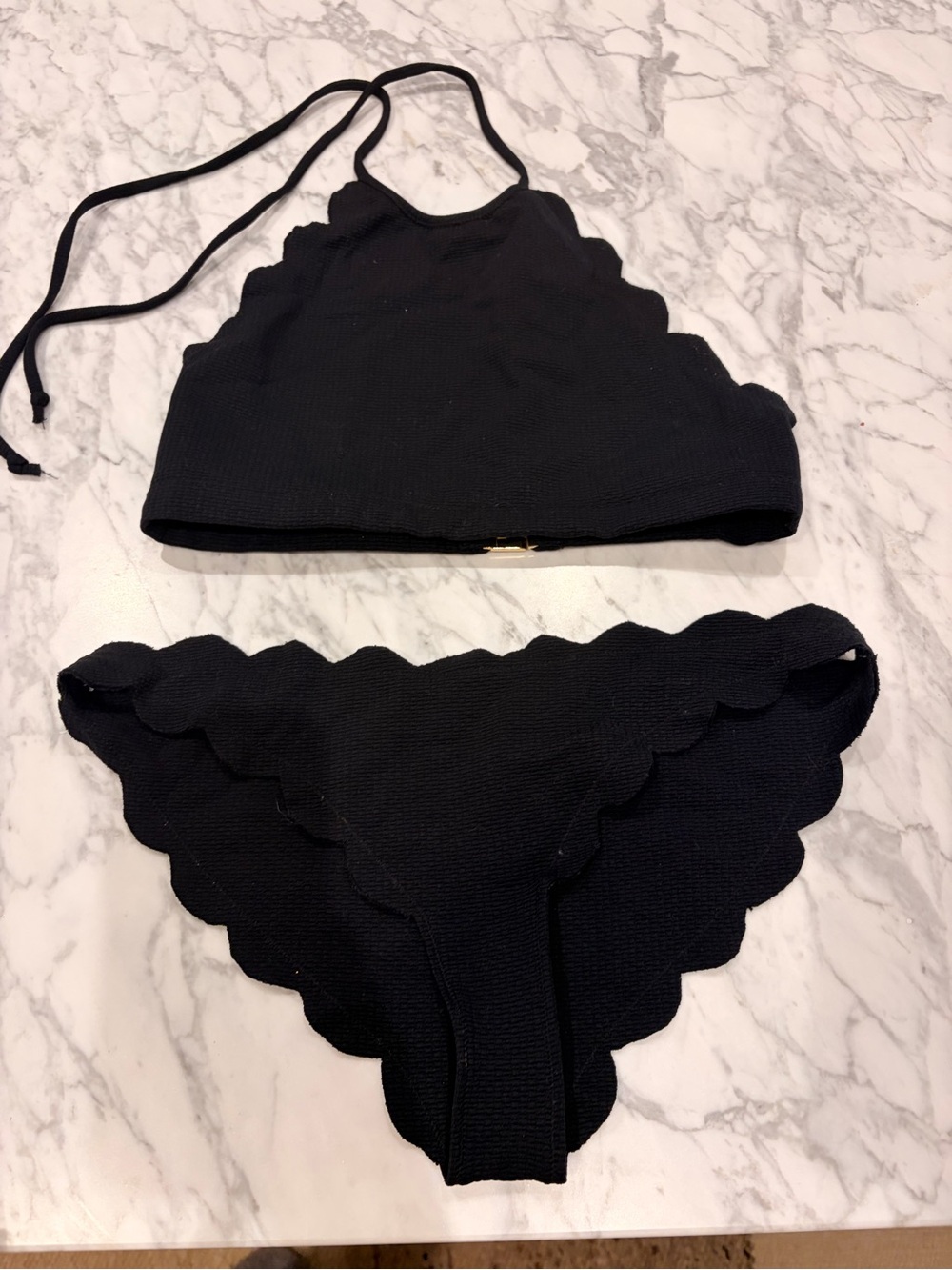 Marysia Black Scalloped Bikini Set - Women's Swim Top & Bottom small